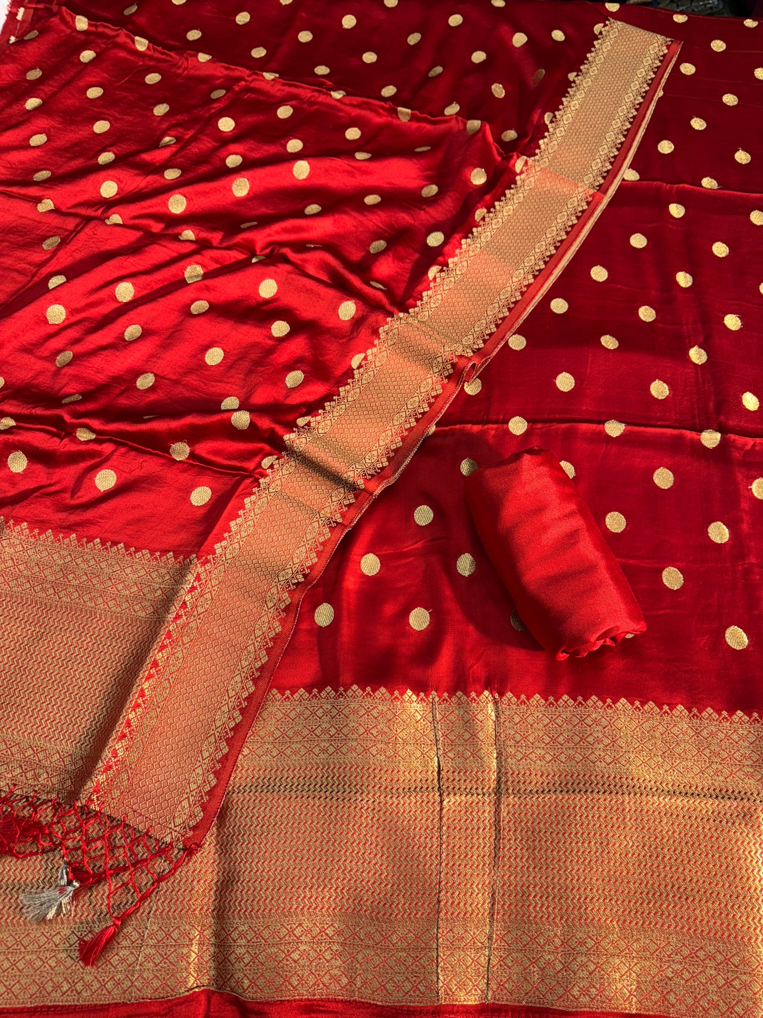 Banarasi pure mudal satin silk suit dupatta plain bottom MD101