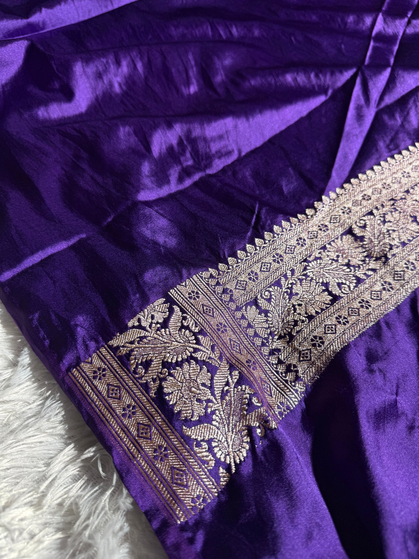 Purple contrast premium Banarasi Mashru katan silk saree MK182