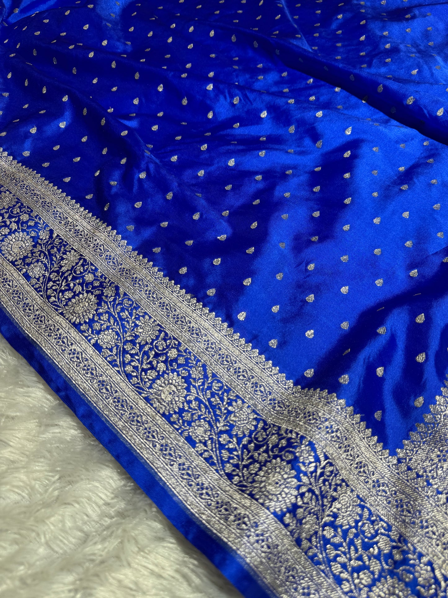 Royal blue premium Banarasi Mashru katan silk saree MK159