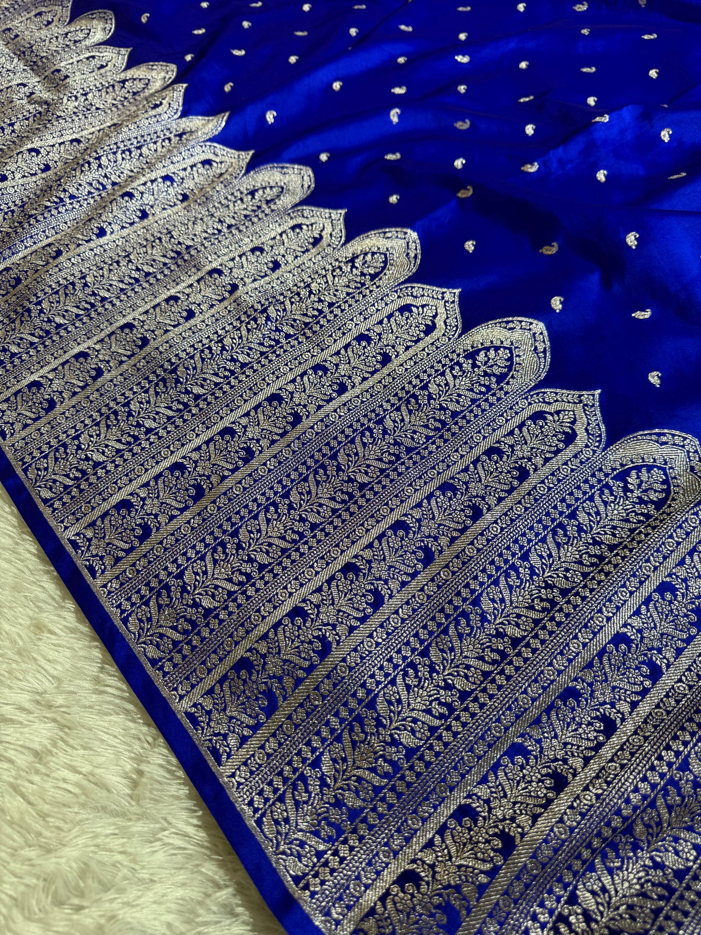 Royal blue premium Banarasi Mashru katan silk saree MK189