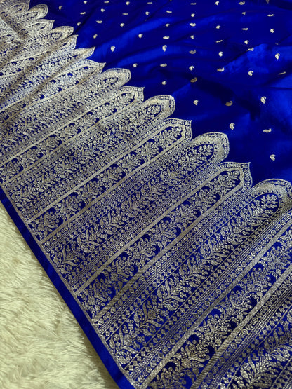 Royal blue premium Banarasi Mashru katan silk saree MK189