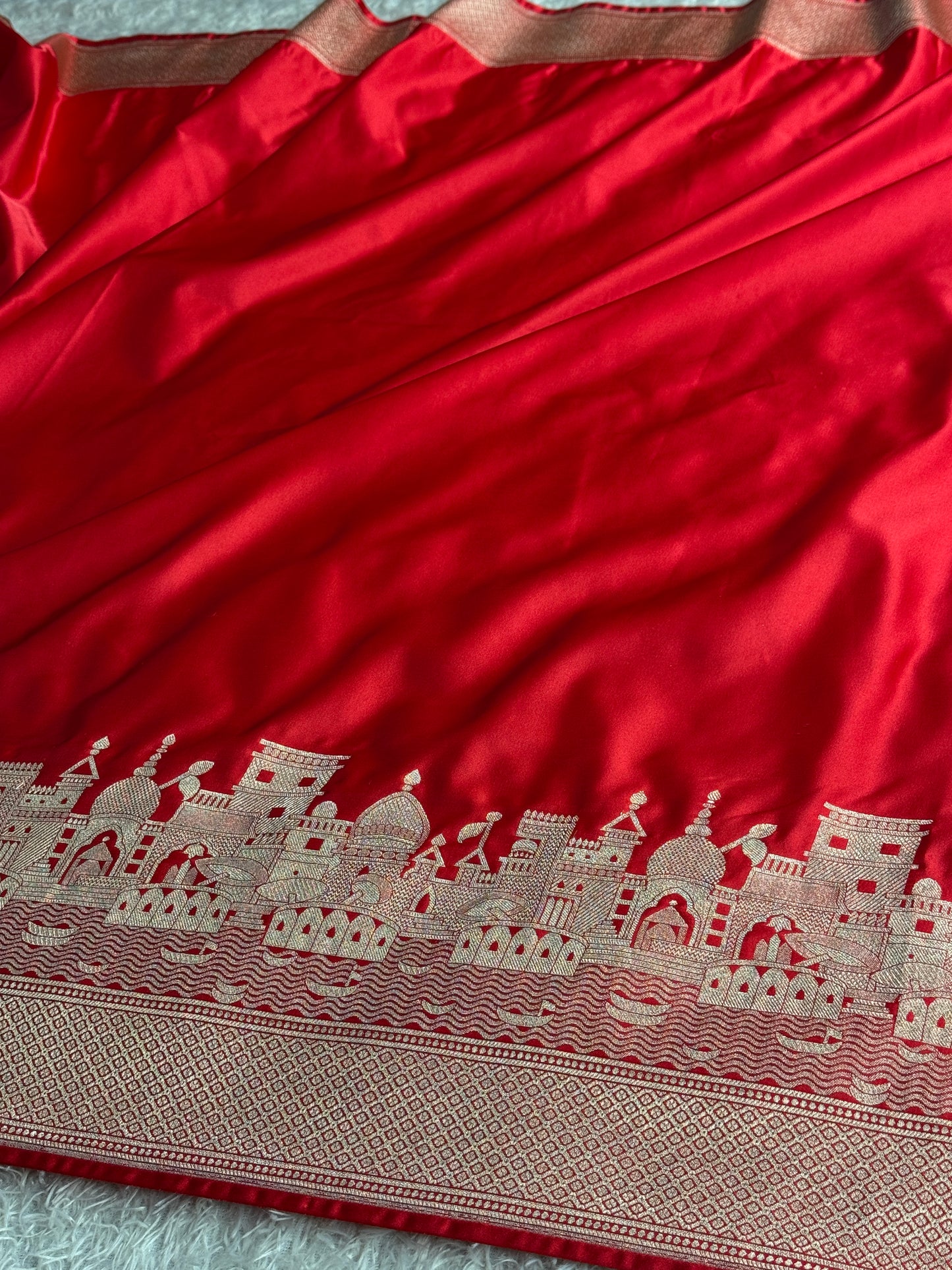 Red colour premium Banarasi Mashru katan silk saree MK342