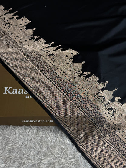 Black ghaat premium Banarasi Mashru katan silk saree MK342