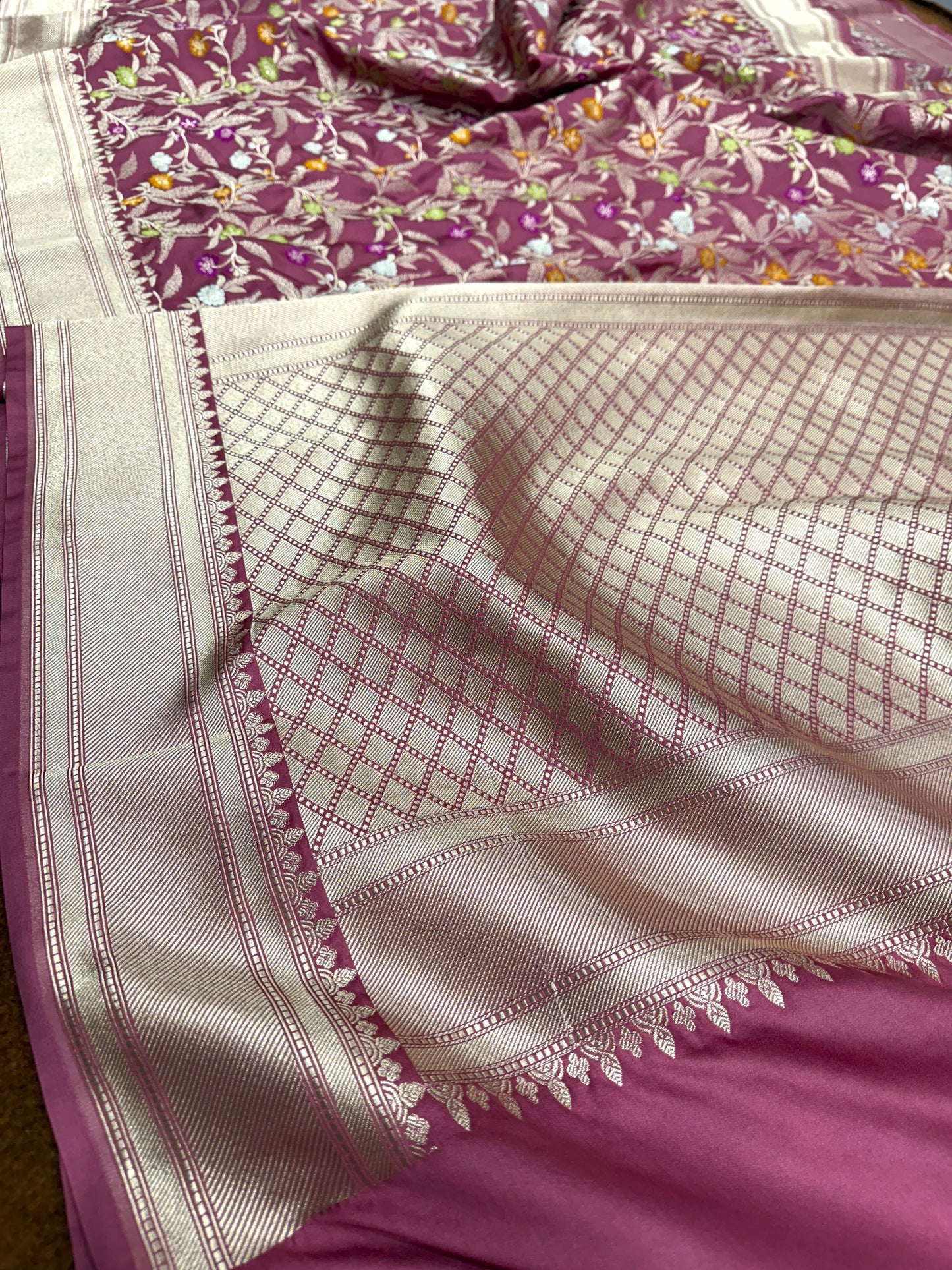 Onion pink premium Banarasi Mashru katan silk saree MK184