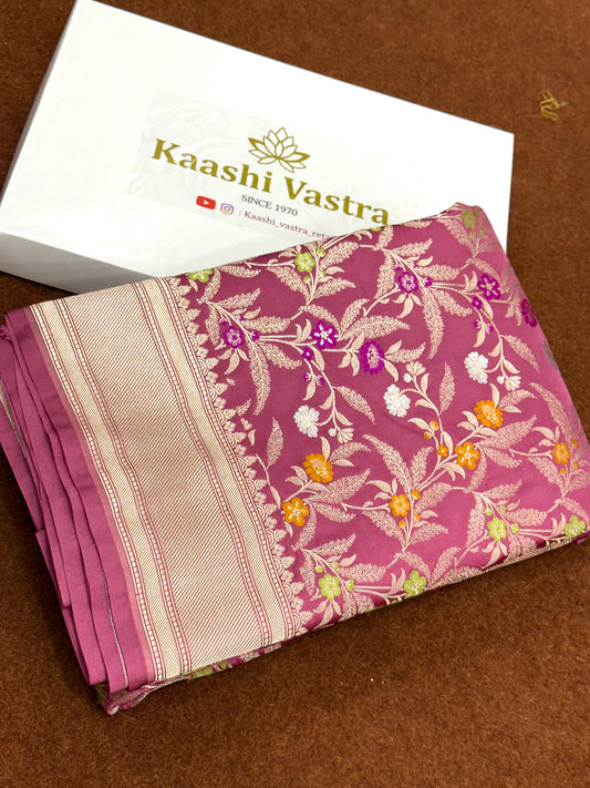 Onion pink premium Banarasi Mashru katan silk saree MK184