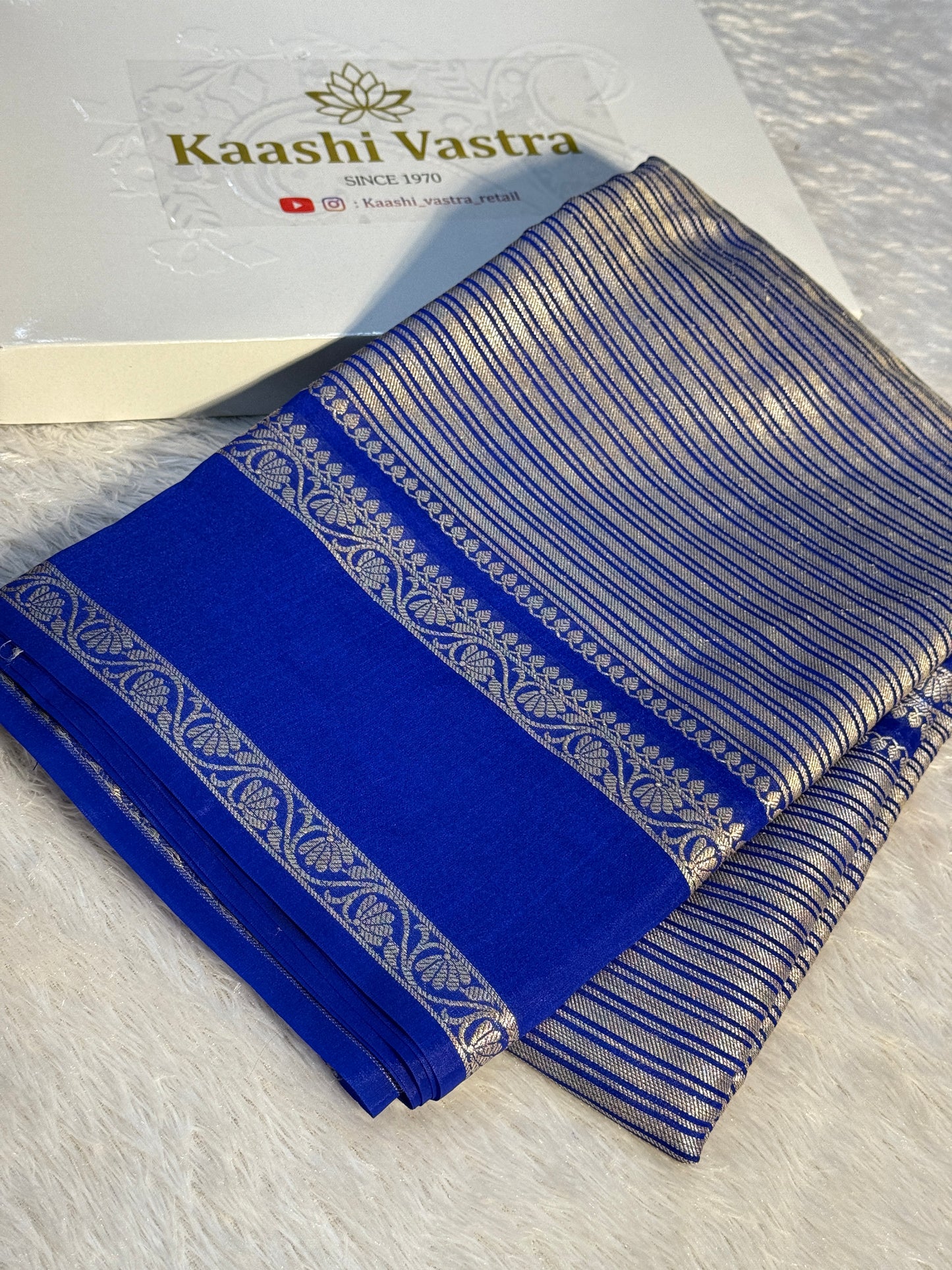 Royal blue Banarasi georgette silk saree RB108
