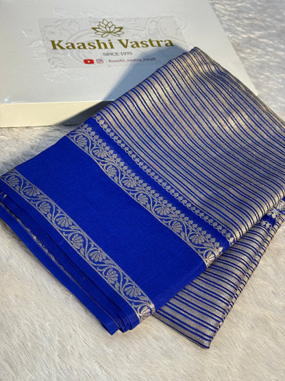 Royal blue Banarasi georgette silk saree RB108