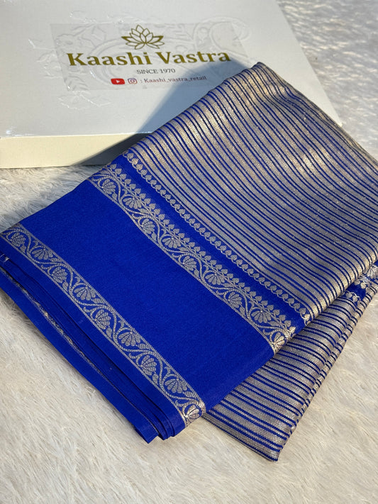 Royal blue Banarasi georgette silk saree RB108