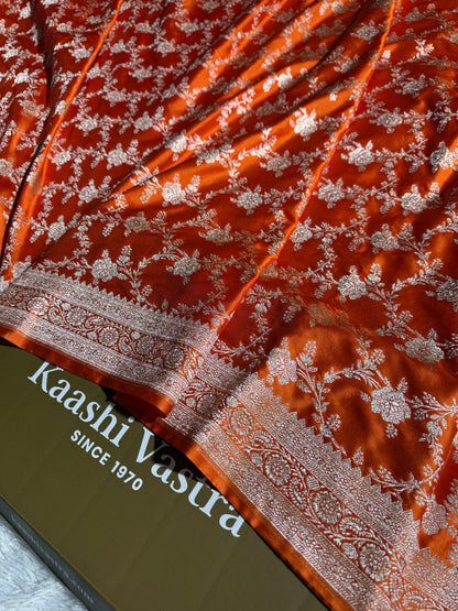 Orange premium Banarasi Mashru katan silk saree MK214