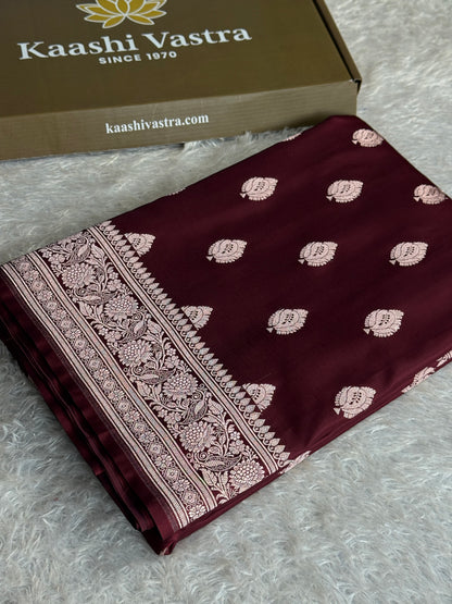 Coffee brown colour premium Banarasi Mashru katan silk saree MK248