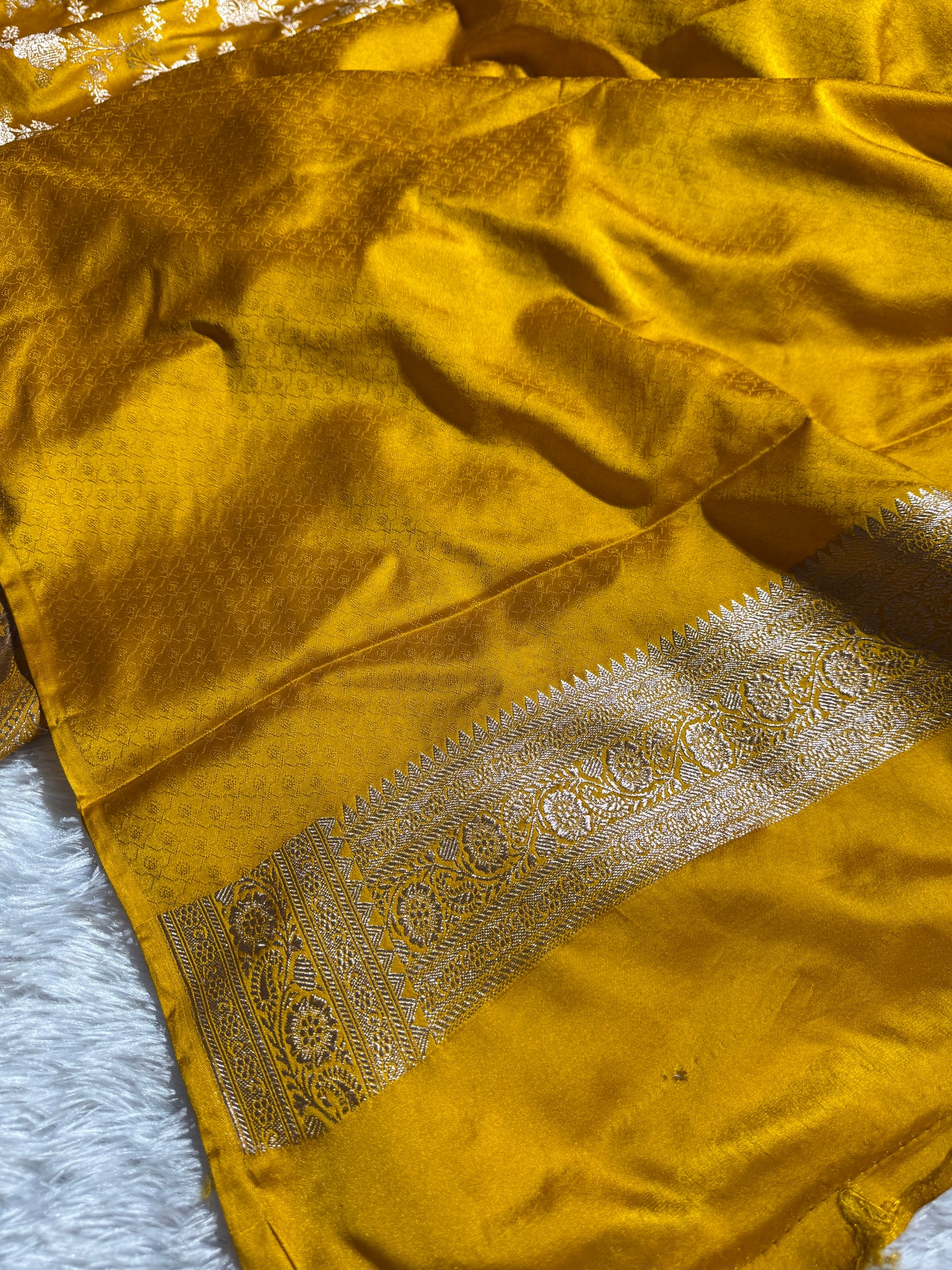 Dusty mustard premium Banarasi Mashru katan silk saree MK214