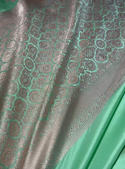 Sea green Banarasi tilfi Mashru katan silk saree MK212