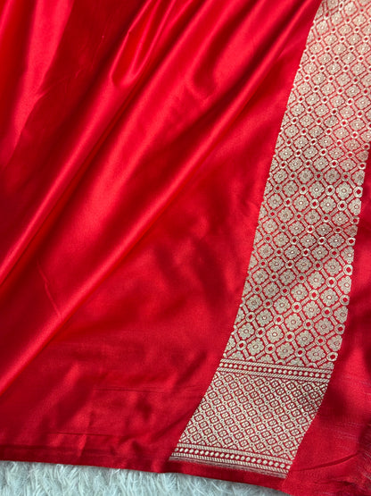 Red colour premium Banarasi Mashru katan silk saree MK342