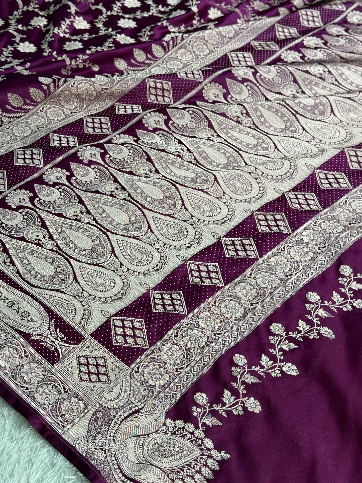 Majanta colour premium Banarasi Mashru katan silk saree MK227