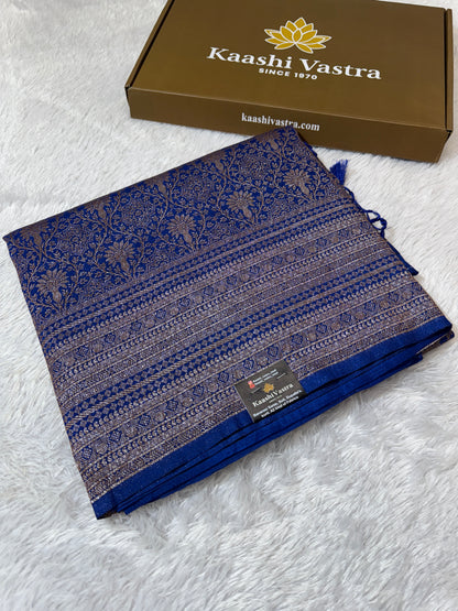 Royal blue Banarasi brocade katan silk saree BB101