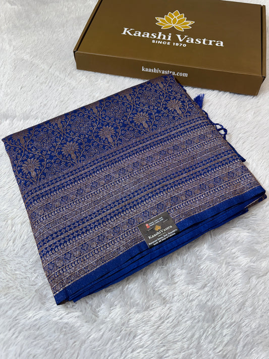 Royal blue Banarasi brocade katan silk saree BB101