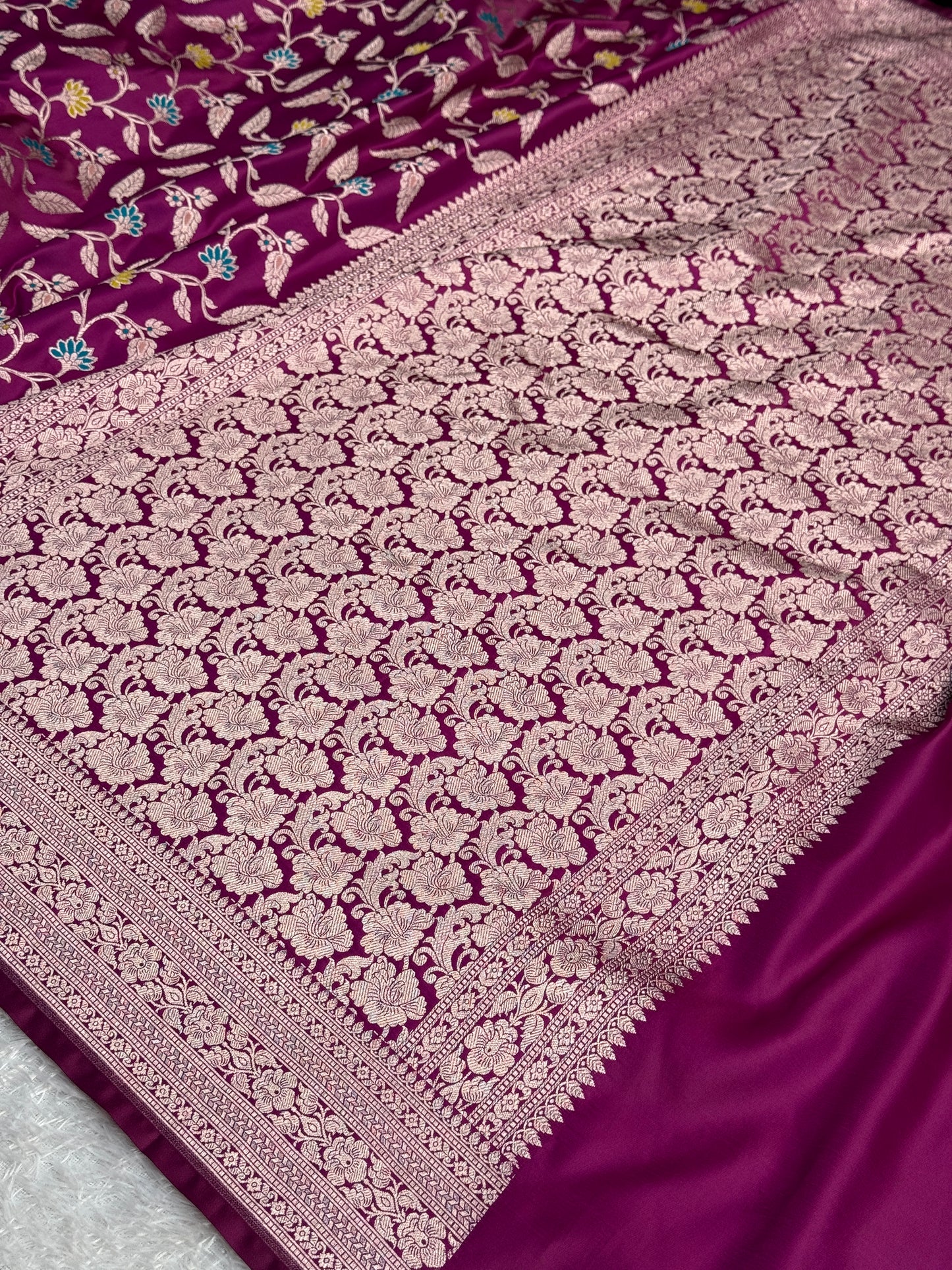 Majanta colour premium Banarasi tilfi Mashru katan silk saree MK318