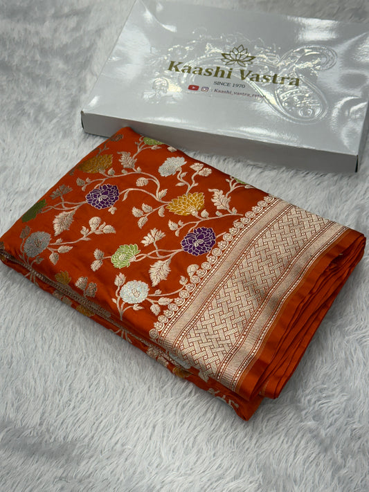 Dark mustard premium tilfi Banarasi Mashru katan silk saree MK194