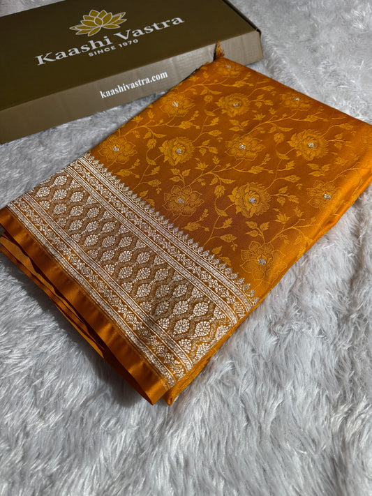 Mustard premium Banarasi Mashru katan silk saree MK213