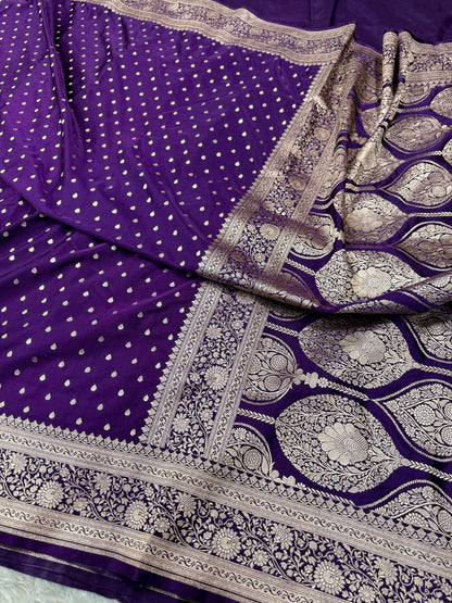 Purple Banarasi Mashru Katan silk saree MK159
