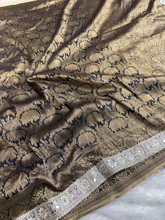 Black Premium Banarasi brocade katan silk saree BK102