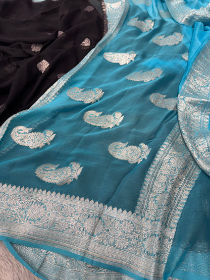 Banarasi hand woven khaddi chiffon silk saree