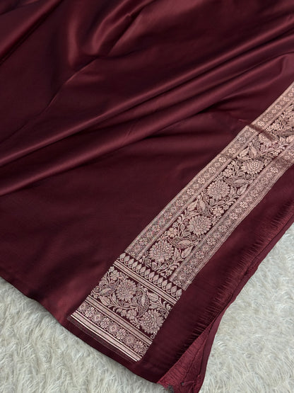 Coffee brown colour premium Banarasi Mashru katan silk saree MK248