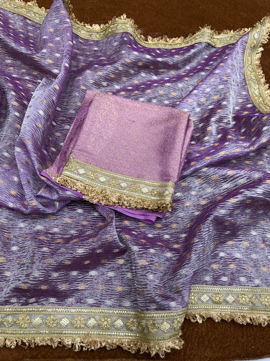 Premium Banarasi tissue silk saree with lase border TS111