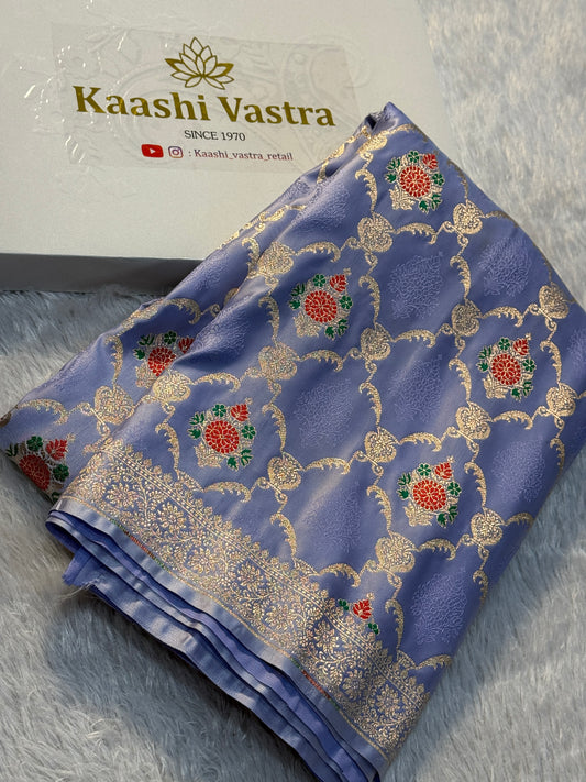 Lavender Banarasi Mashru katan silk saree MK160