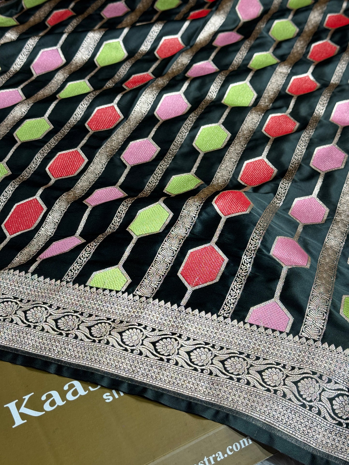 Black color premium Banarasi tilfi Mashru katan silk saree MK230