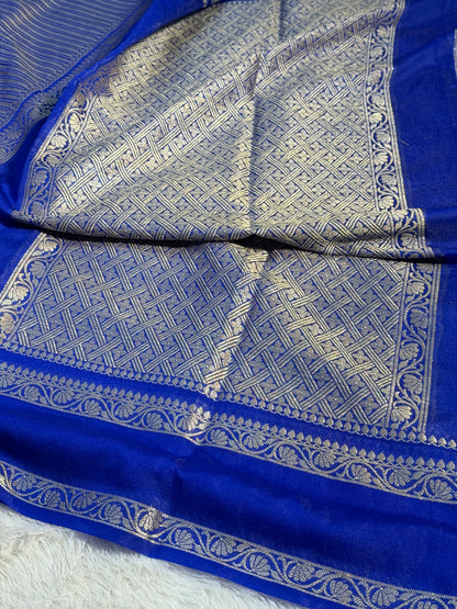 Royal blue Banarasi georgette silk saree RB108
