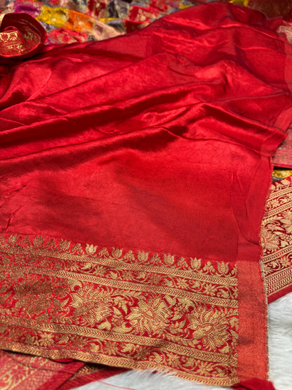 Banarasi pure soft satin pashmina silk saree DS106