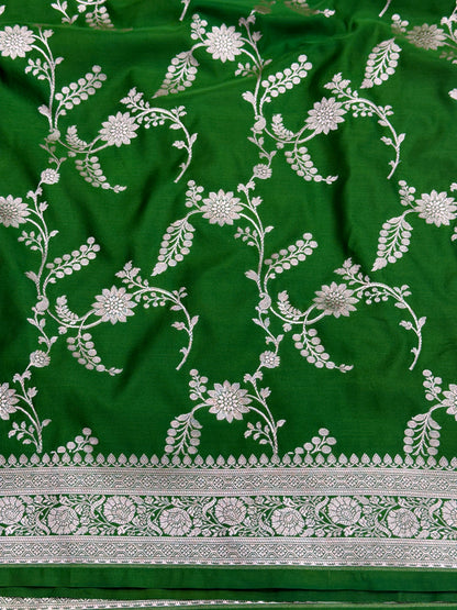 Green premium Banarasi Mashru katan silk saree MK180