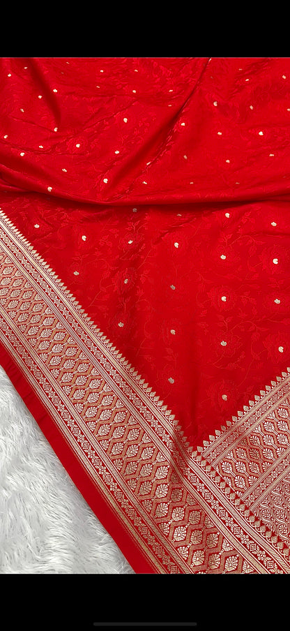 Red premium Banarasi tanchui Mashru katan silk saree MK213