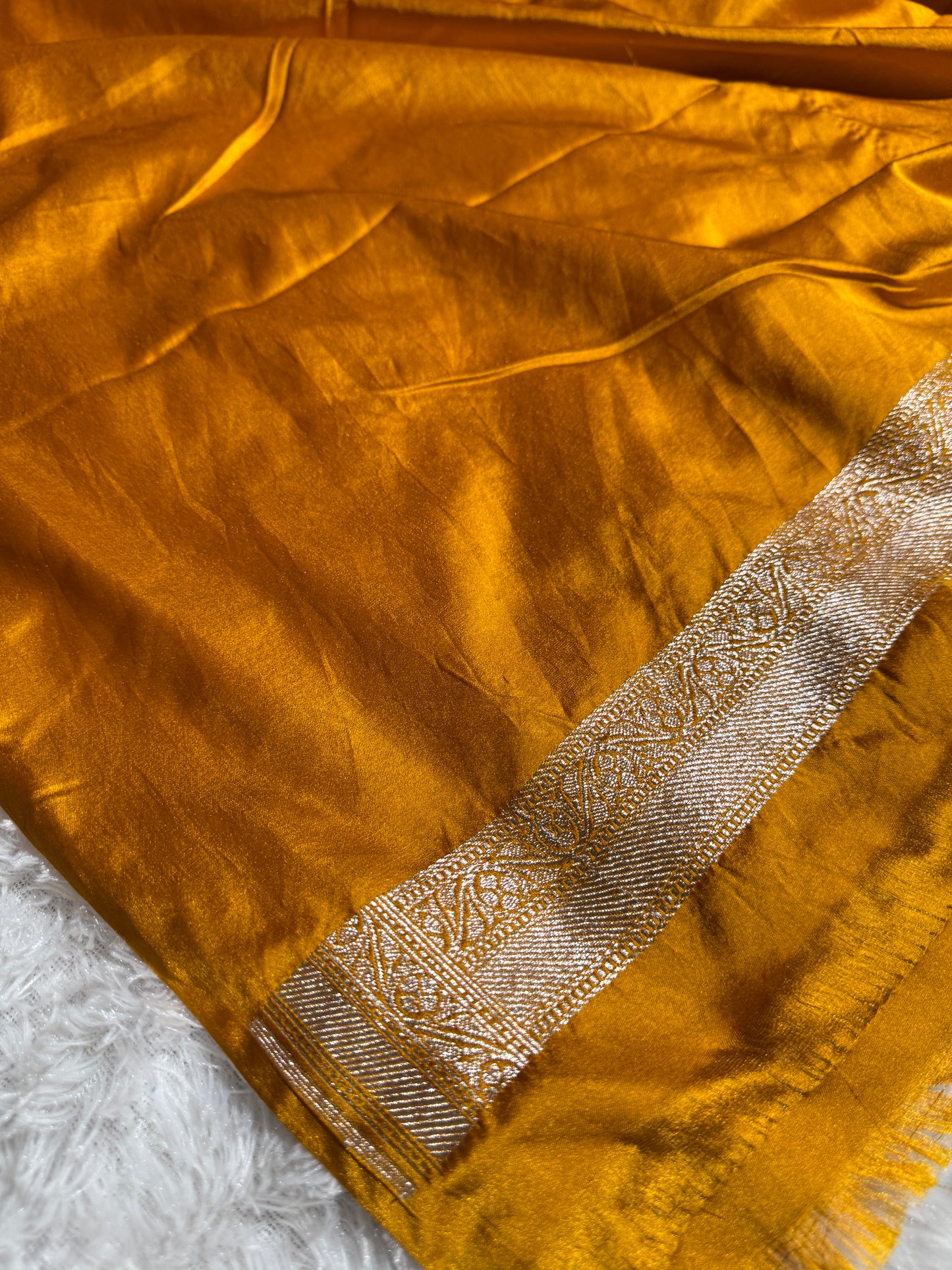 Mustard color premium Banarasi Mashru katan silk saree MK219