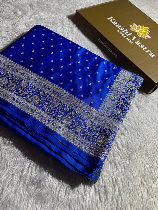 Royal blue premium Banarasi Mashru katan silk saree MK159