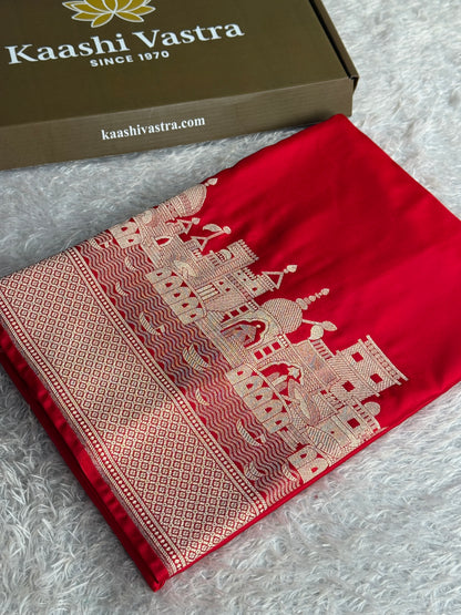 Red colour premium Banarasi Mashru katan silk saree MK342