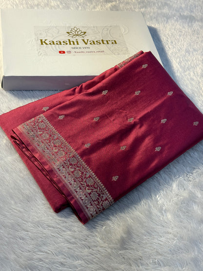 Onion pink premium Banarasi Mashru katan silk saree MK164