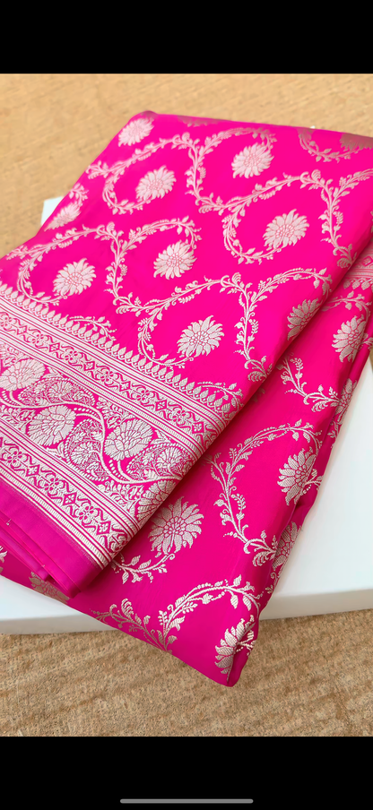 BANARASI MASHRU KATAN SILK SAREE.                                             MK111