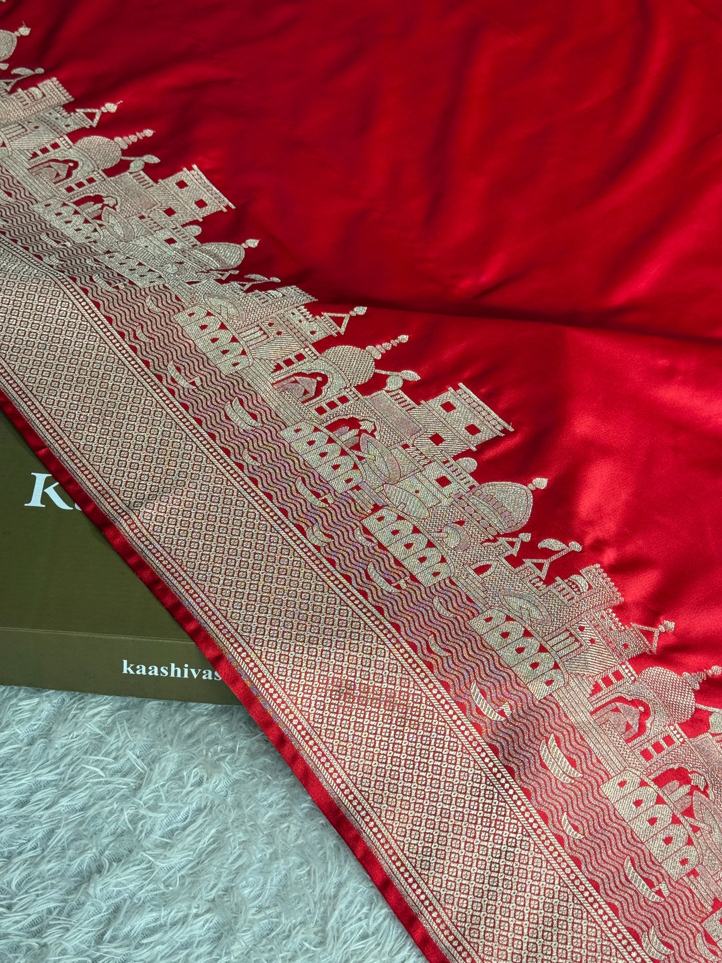Red colour premium Banarasi Mashru katan silk saree MK342