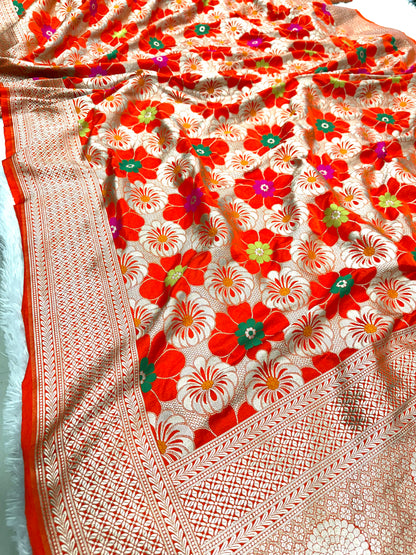 Orange premium Banarasi Mashru katan silk saree MK187