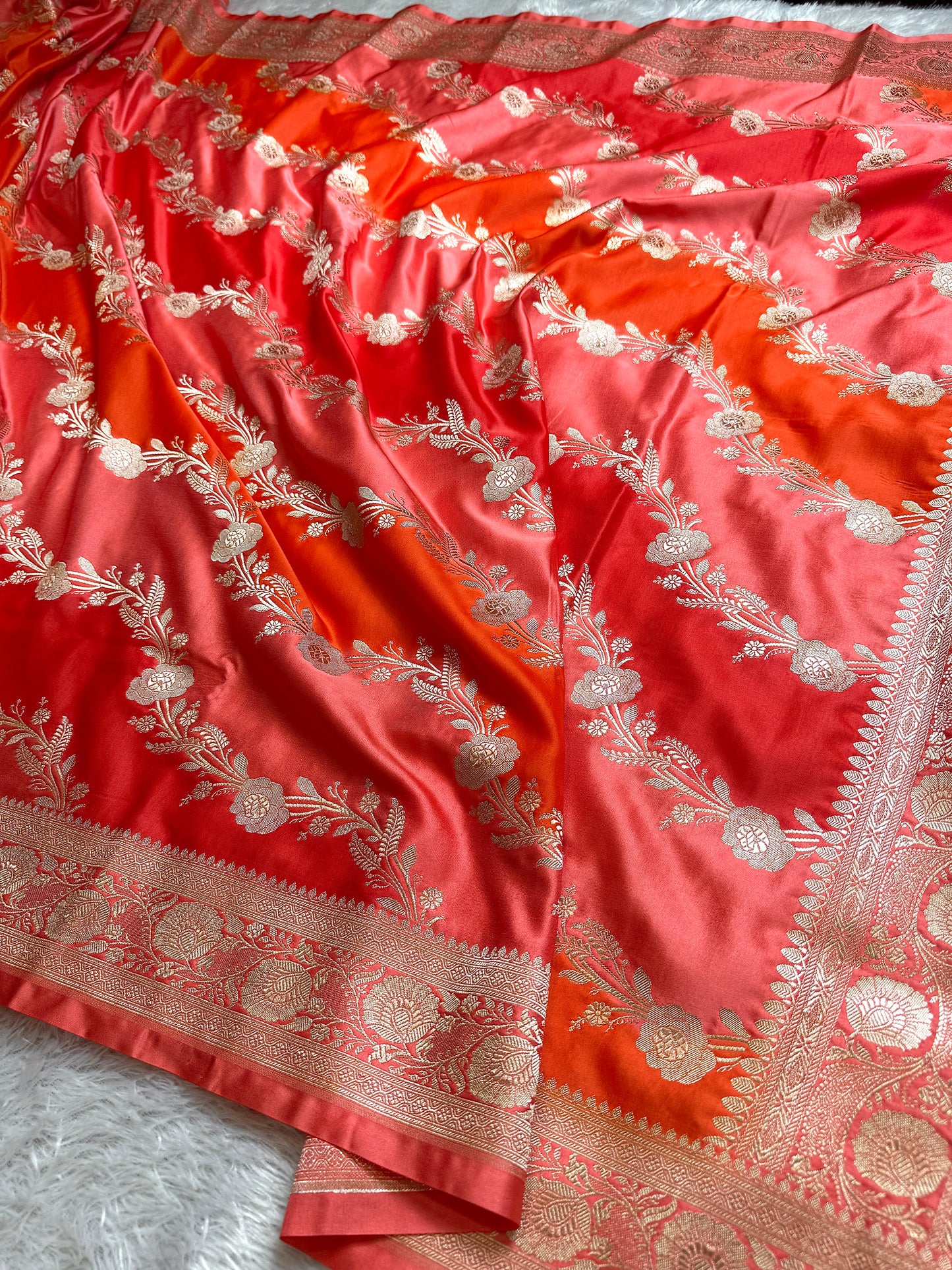 Premium hand brush Banarasi Mashru katan silk saree MK223