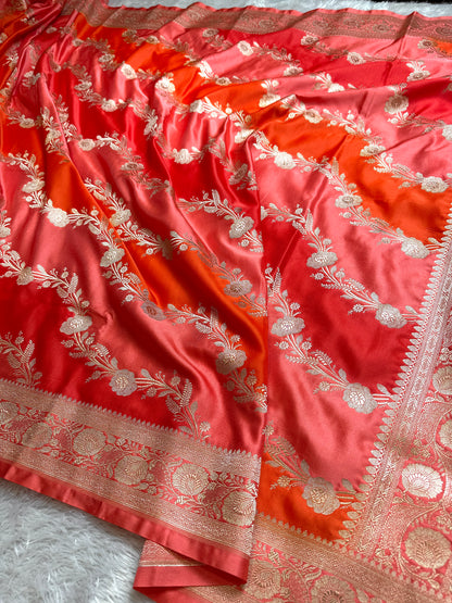 Premium hand brush Banarasi Mashru katan silk saree MK223