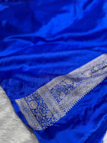 Royal blue premium Banarasi Mashru katan silk saree MK159