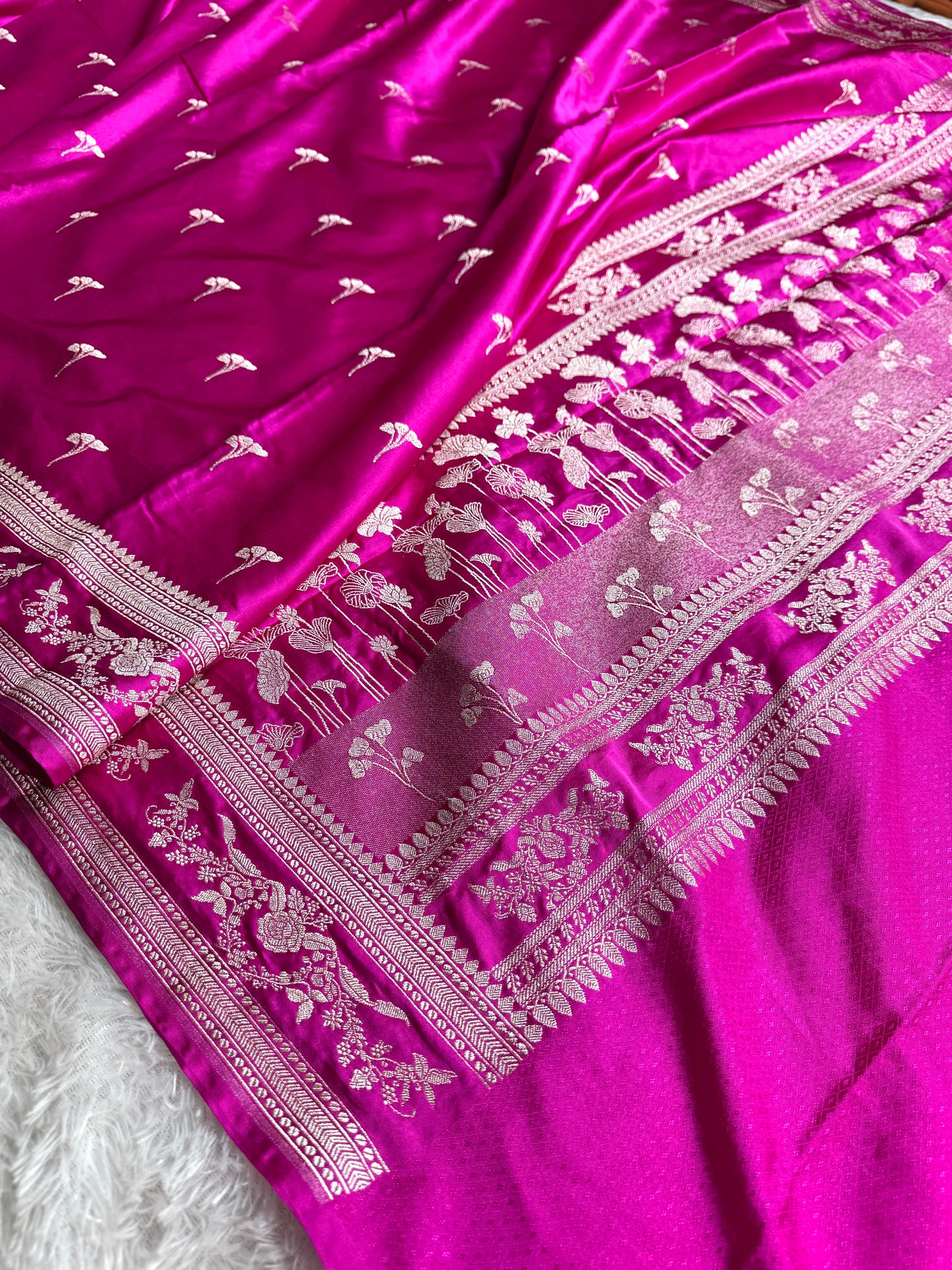 Rani pink premium Banarasi Mashru katan silk saree MK225