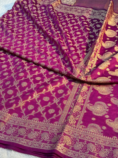 Purple Banarasi georgette silk saree RB107