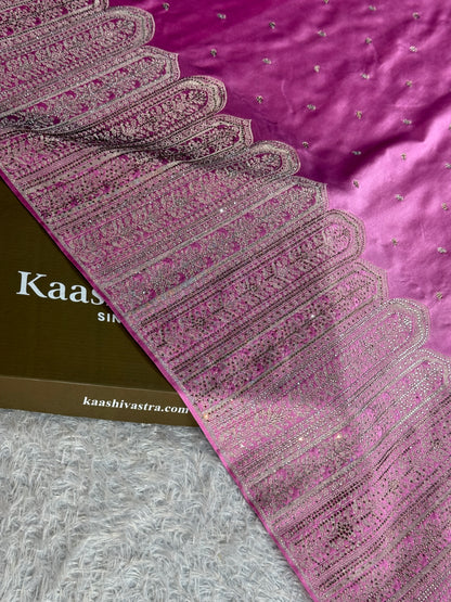 Bridal baby pink colour premium Banarasi Mashru katan silk saree MK268