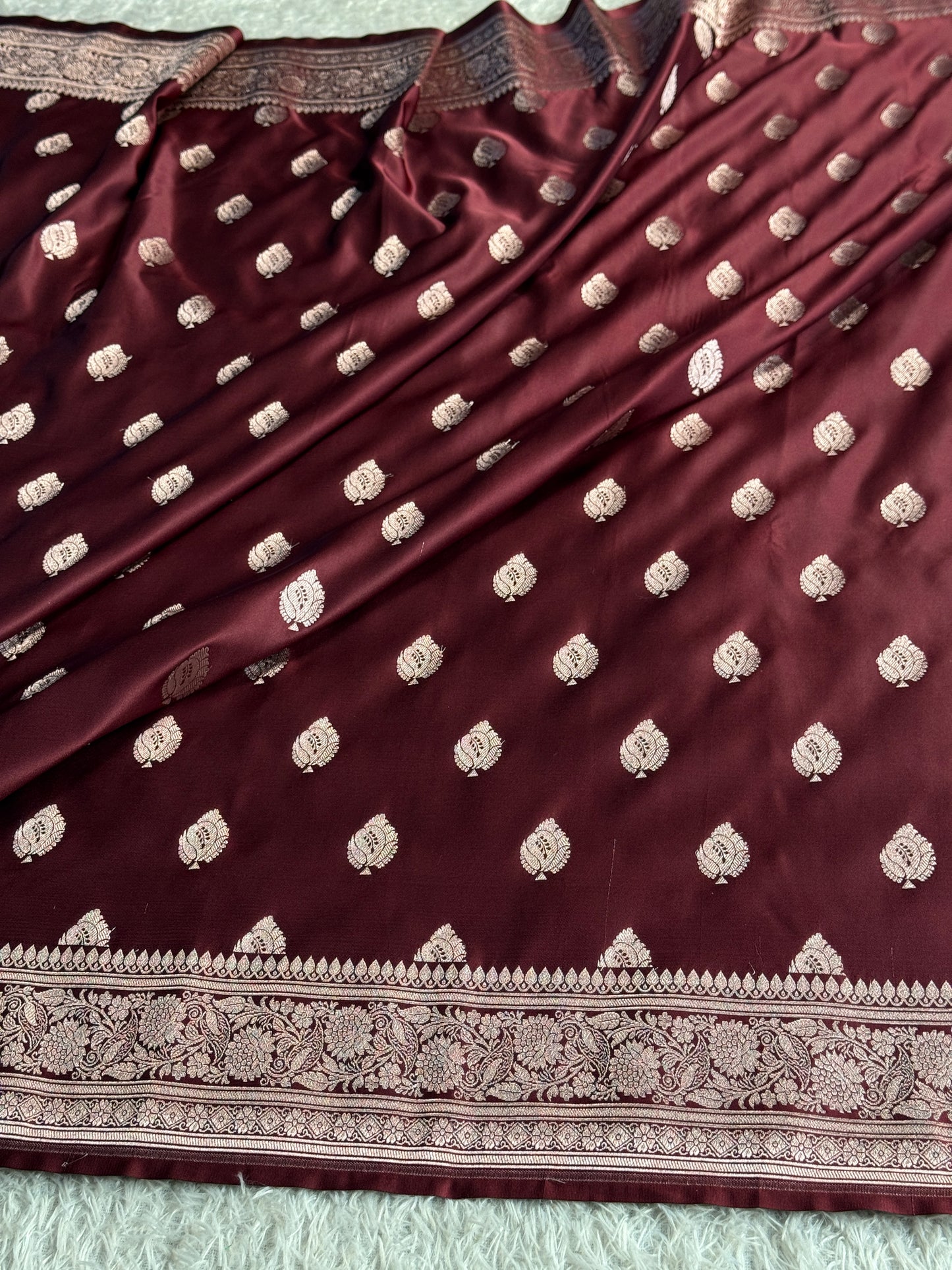 Coffee brown colour premium Banarasi Mashru katan silk saree MK248
