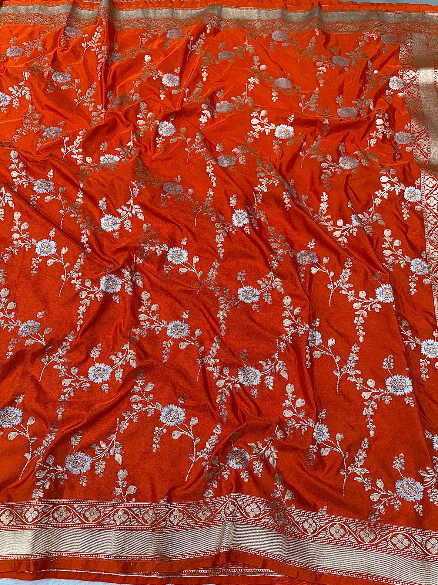 Orange premium Banarasi Mashru katan silk saree MK174