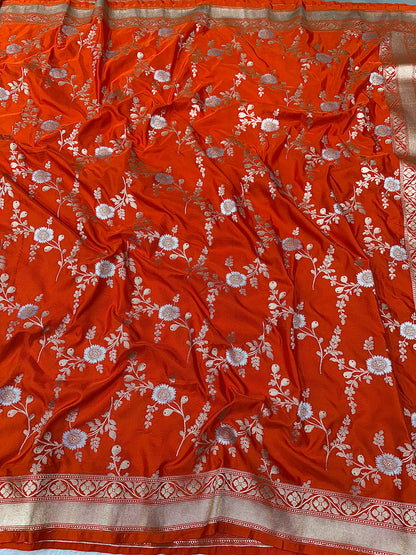 Orange premium Banarasi Mashru katan silk saree MK174